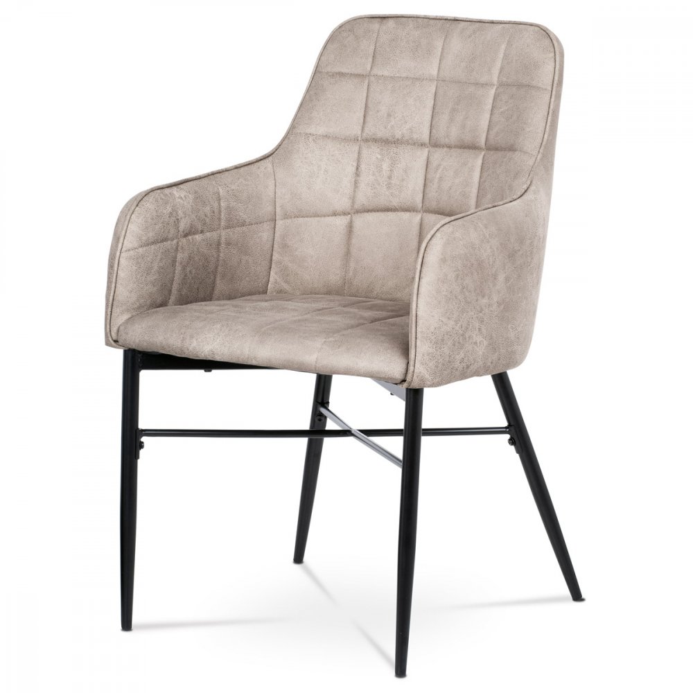 AUTRONIC AC-9990 LAN3 Jedálenská stolička, poťah lanýžová látka v dekor vintage kože, kovová podnož, černý matný lak
