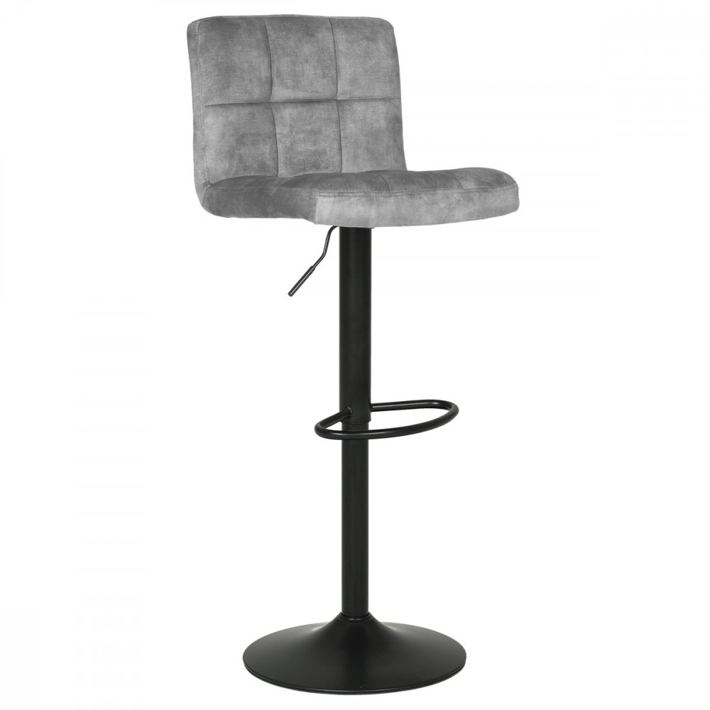 AUTRONIC AUB-827 GREY4 Židle barová, šedá sametová látka, černá podnož