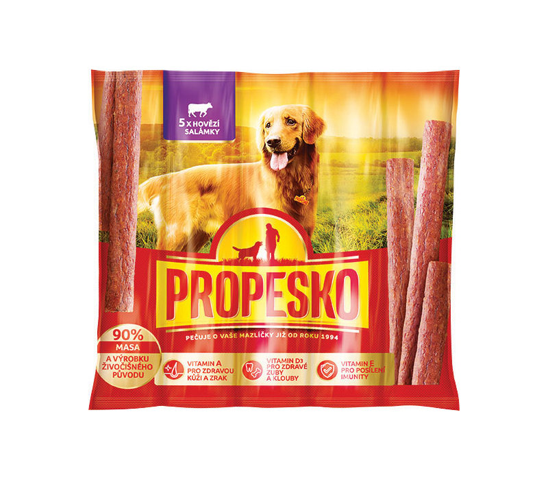 PROPESKO SNACK PRE PSOV HOVADZIE MASITE TYCINKY 5X10G