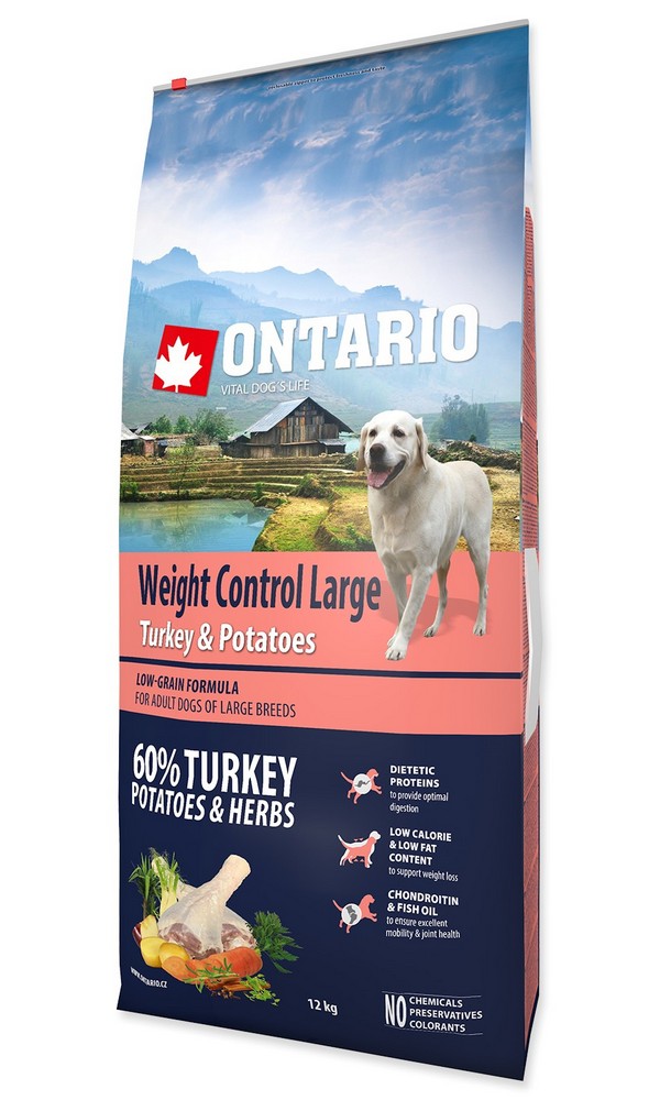 ONTARIO DOG LARGE WEIGHT CONTROL TURKEY AND POTATOES AND HERBS (12KG)