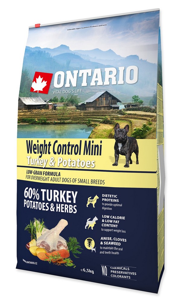ONTARIO DOG MINI WEIGHT CONTROL TURKEY AND POTATOES (6,5KG)