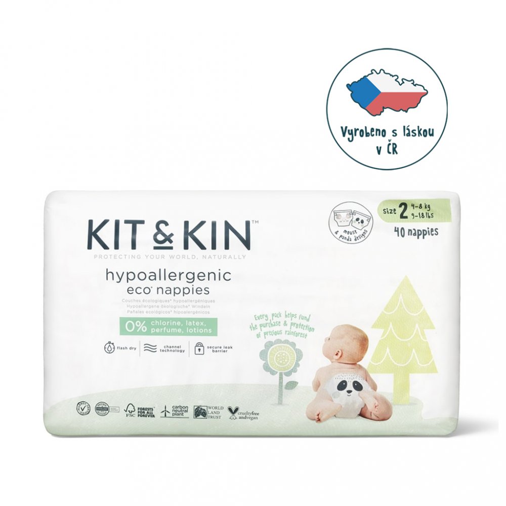 KIT & KIN Plienky jednorazové eko 2 (4-8 kg) 40 ks