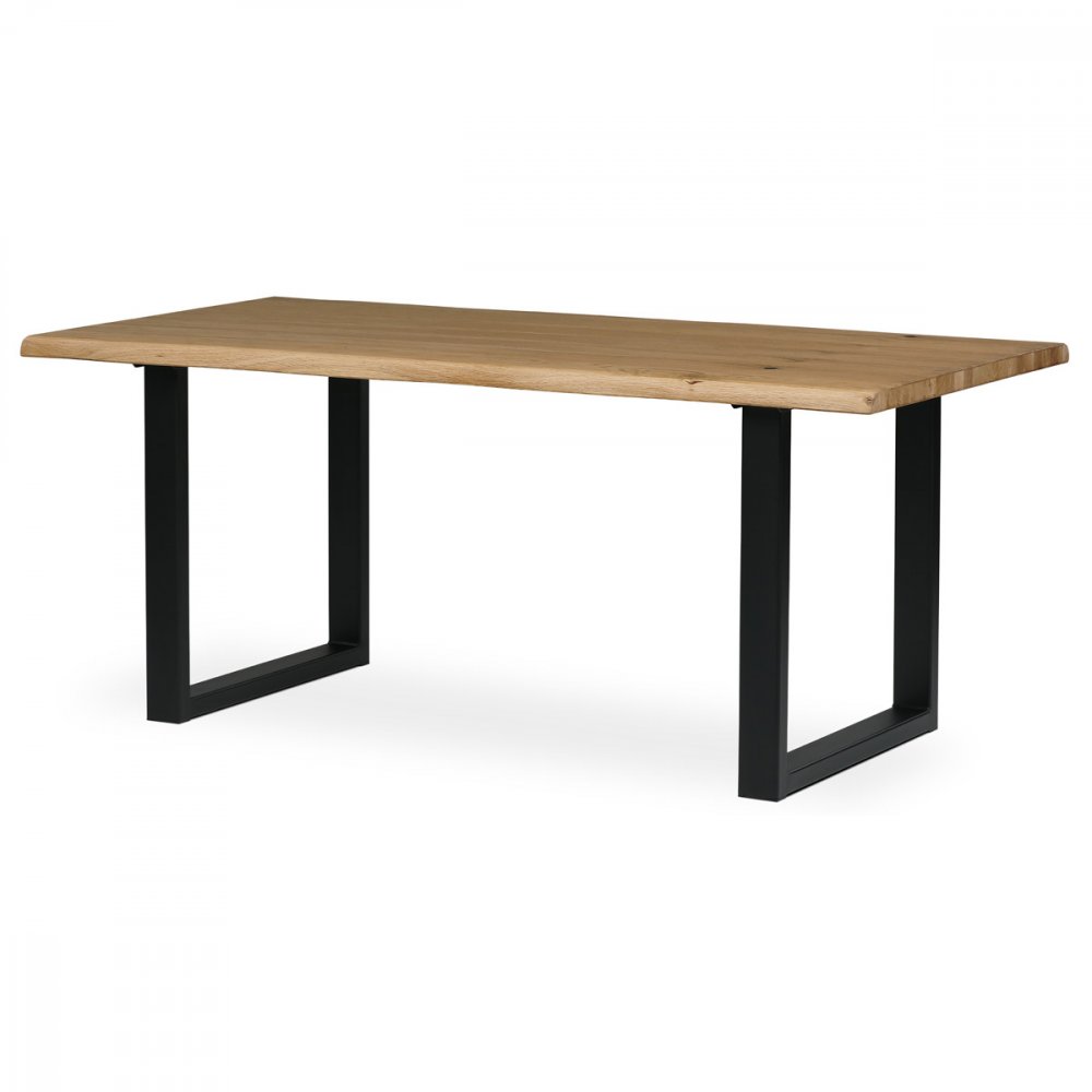 AUTRONIC DS-U180 DUB Stůl jídelní, 180x90x75 cm,masiv dub, kovová noha ve tvaru písmene \