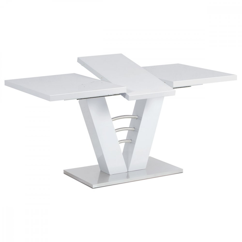 AUTRONIC HT-510 WT jedálenský stôl 120/160x80x75cm, vysoký lesk biely