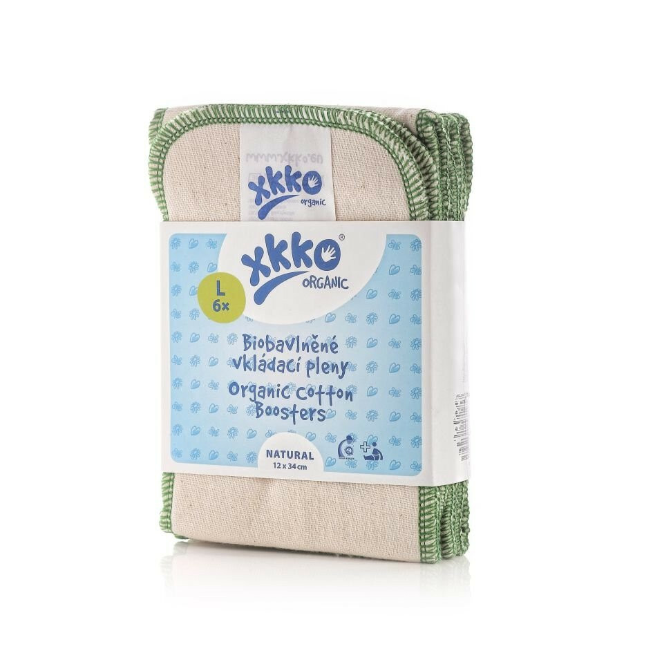 XKKO Organic Twill - Natural, Vkladacie plienky, veľkosť L (6ks)