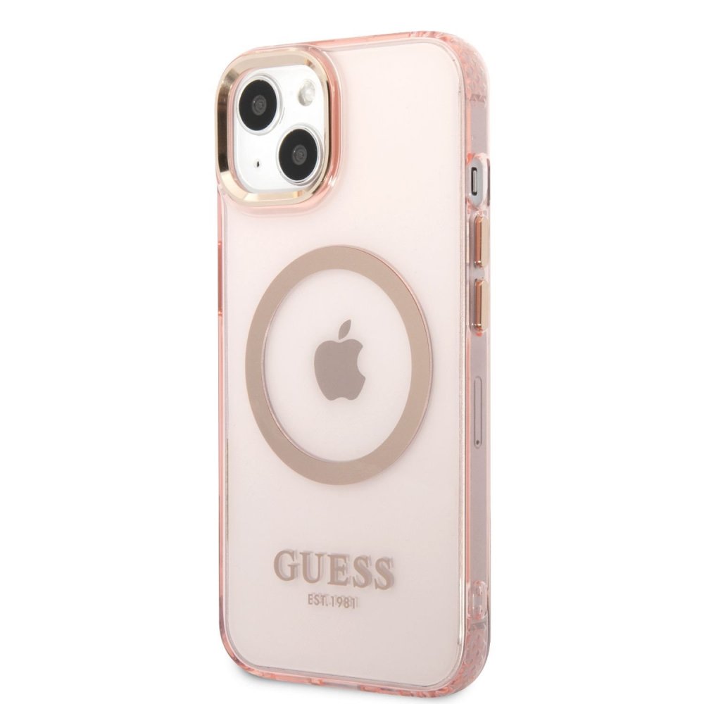 Guess Translucent MagSafe Kompatibilní Zadní Kryt pro iPhone 13 Pink