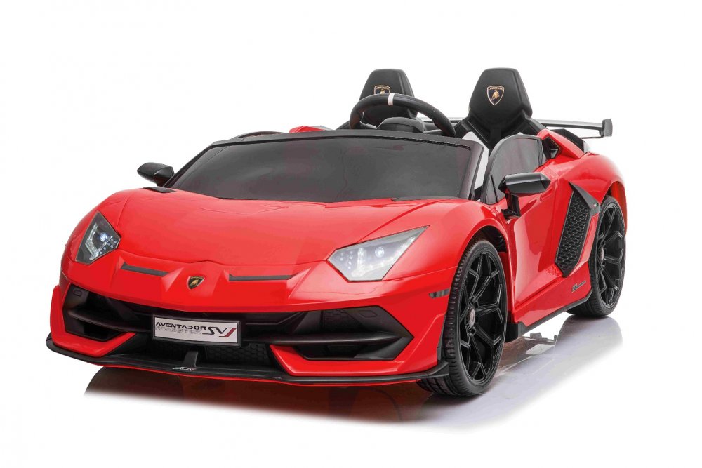 Elektrické autíčko Lamborghini Aventador 12V Dvojmiestne, červené, 2,4 GHz diaľkové ovládanie, USB / SD Vstup, odpruženie, vertikálne otváracie dvere, mäkké EVA kolesá, 2X MOTOR, ORIGINAL