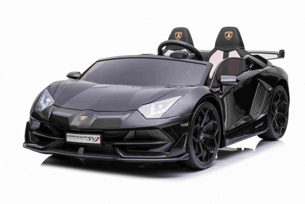Elektrické autíčko Lamborghini Aventador 24V Dvojmiestne, čierne lakované, 2,4 GHz DO, Mäkké PU Sedadlá, LCD Displej, odpruženie, vertikálne otváracie dvere, mäkké EVA kolesá, 2 X 45W