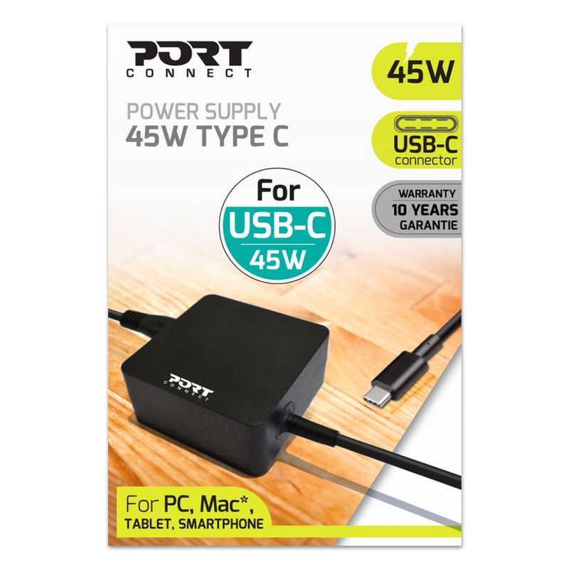 PORT CONNECT napájecí adaptér k notebooku, 45W, USB-C konektor