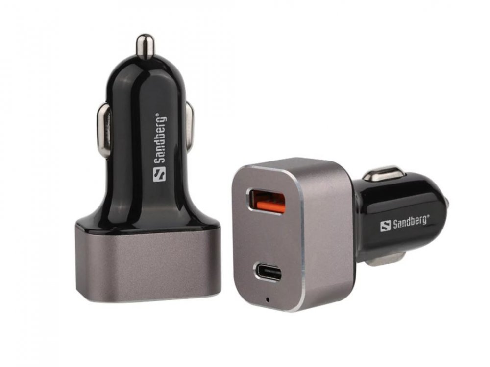Sandberg USB nabíječka do auta, 1x QC3.0 + 1x USB-C 20W, černá
