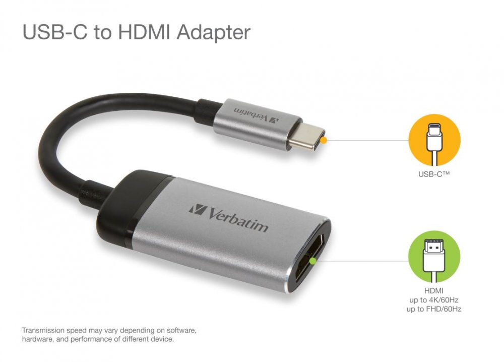 Verbatim adaptér USB-C 3.1 GEN 1 na HDMI 4K(F),  10cm kabel