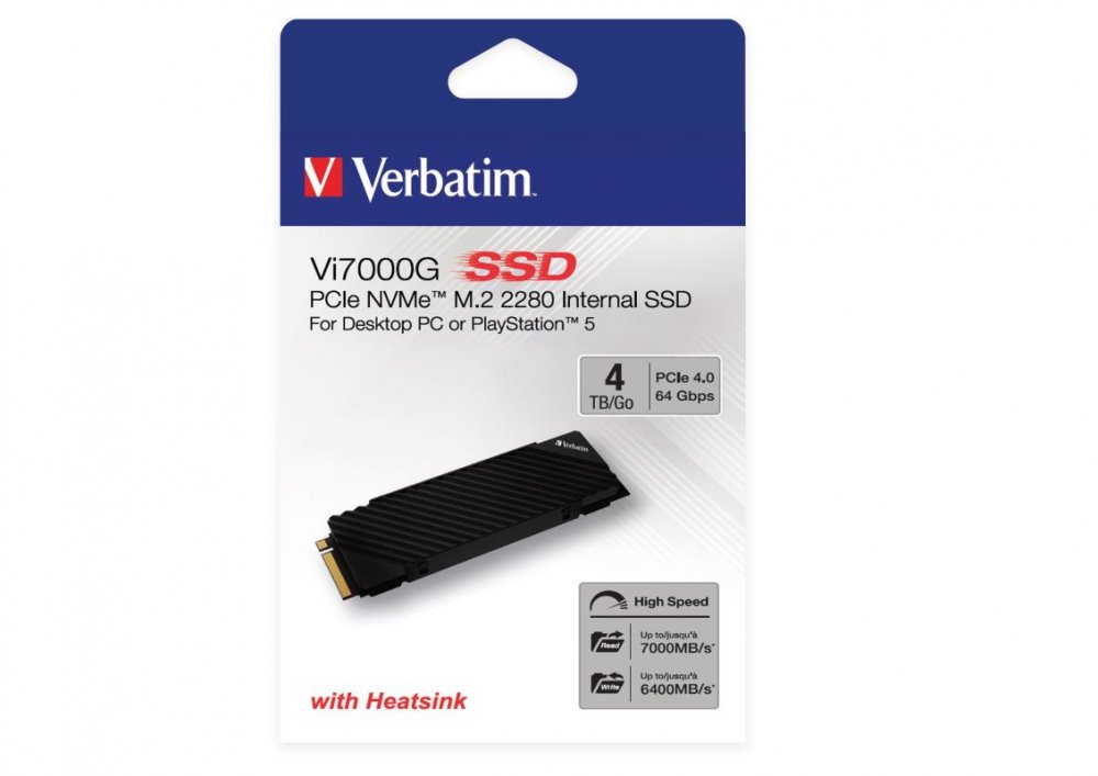 Verbatim SSD 4TB Vi7000G Internal PCIe NVMe M.2, interní disk, černá