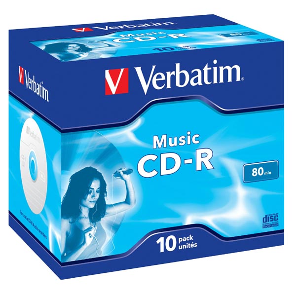 Verbatim CD-R Audio, 43365, Music CD-R, 10-pack, 16x, 80min., 12cm, bez možnosti potlače, jewel box, pre archiváciu dát