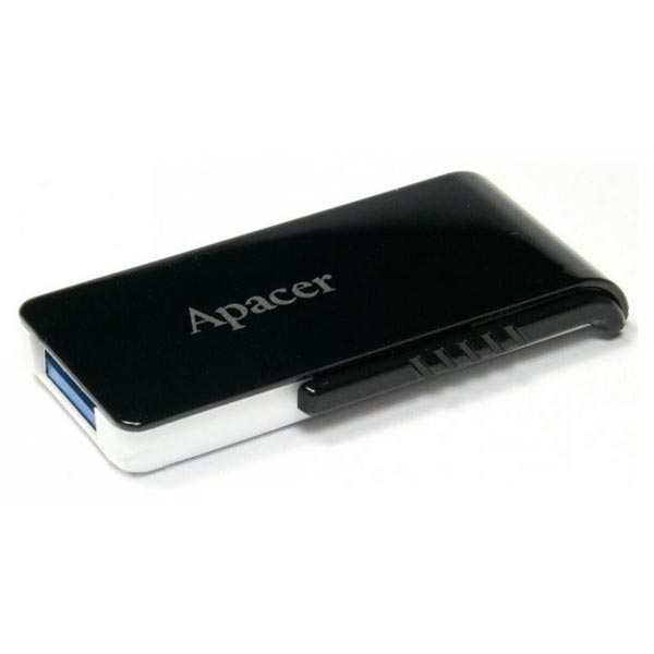 Apacer USB flash disk, USB 3.0 (3.2 Gen 1), 64GB, AH350, čierny, AP64GAH350B-1, USB A, s výsuvným konektorom