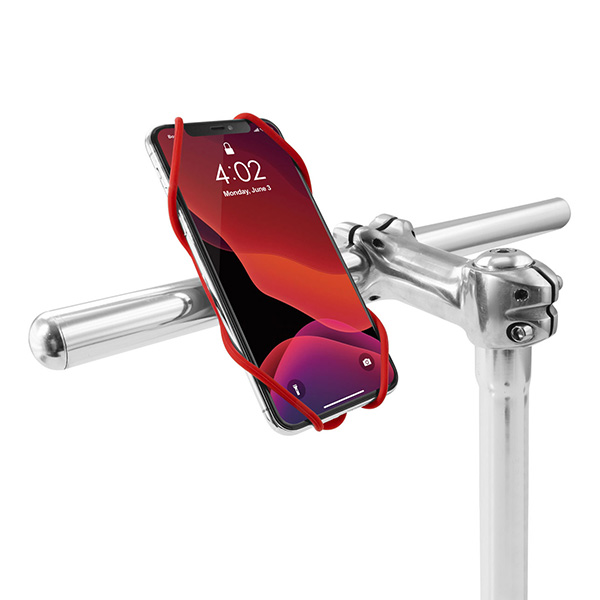 Držiak na mobil Bone Bike Tie 3, na bycikel, nastaviteľná veľkosť, červený, 4.7-7.2", silikón, na pripevnenie na riadidlá, červená