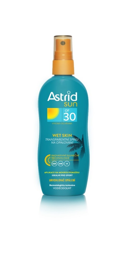 Astrid Sun Wet Skin transparentný spray na opaľovanie SPF30 150 ml