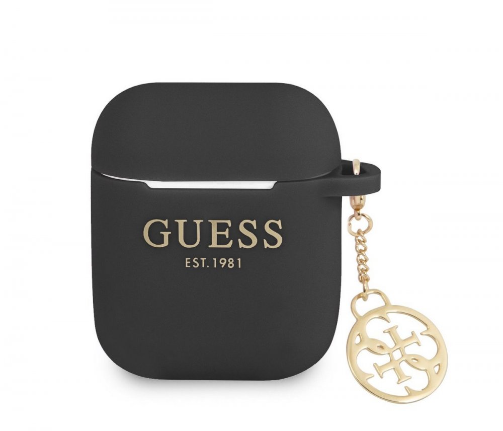 GUESS GUA2LSC4EK PRE AIRPODS 1/2 4G CHARMS SILIKONOVE PUZDRO, CIERNE