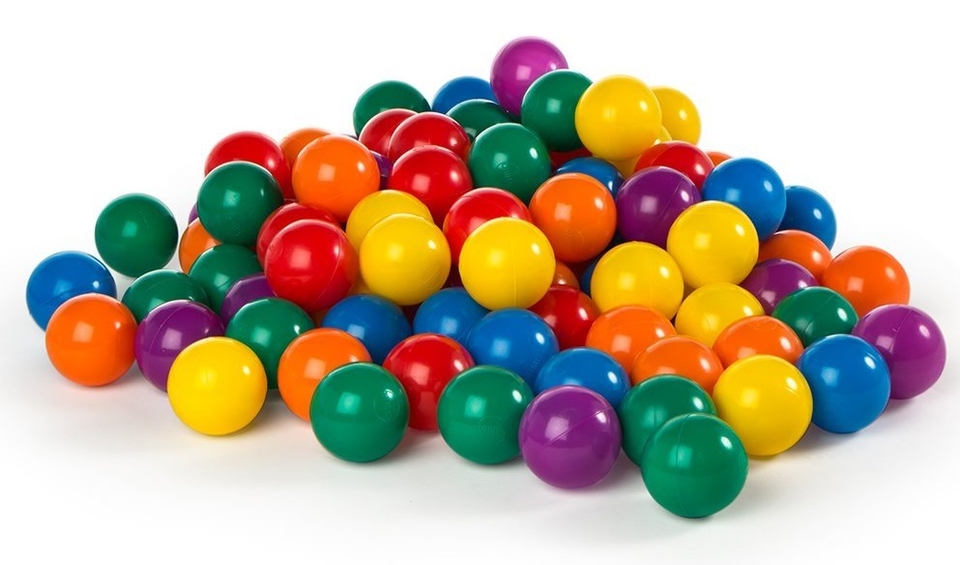 Míček Míčky do hracích koutů 6 5cm barevný 100ks v plastové tašce