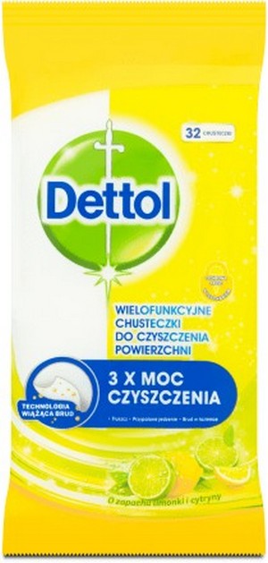 Dettol Antibakteriálne utierky na povrchy Citrón a Limeta 36 ks