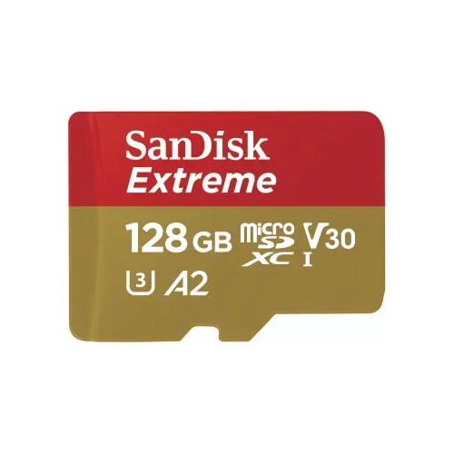 SANDISK EXTREME MICROSDXC 128 GB + SD ADAPTER 190 MB/S & 90 MB/S A2 C10 V30 UHS-I U3