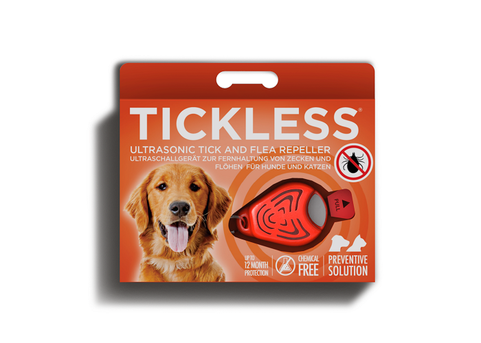 TICKLESS PET Prívesok ultrazvukový odpudzovač kliešťov a bĺch pre psy, oranžový 1 ks