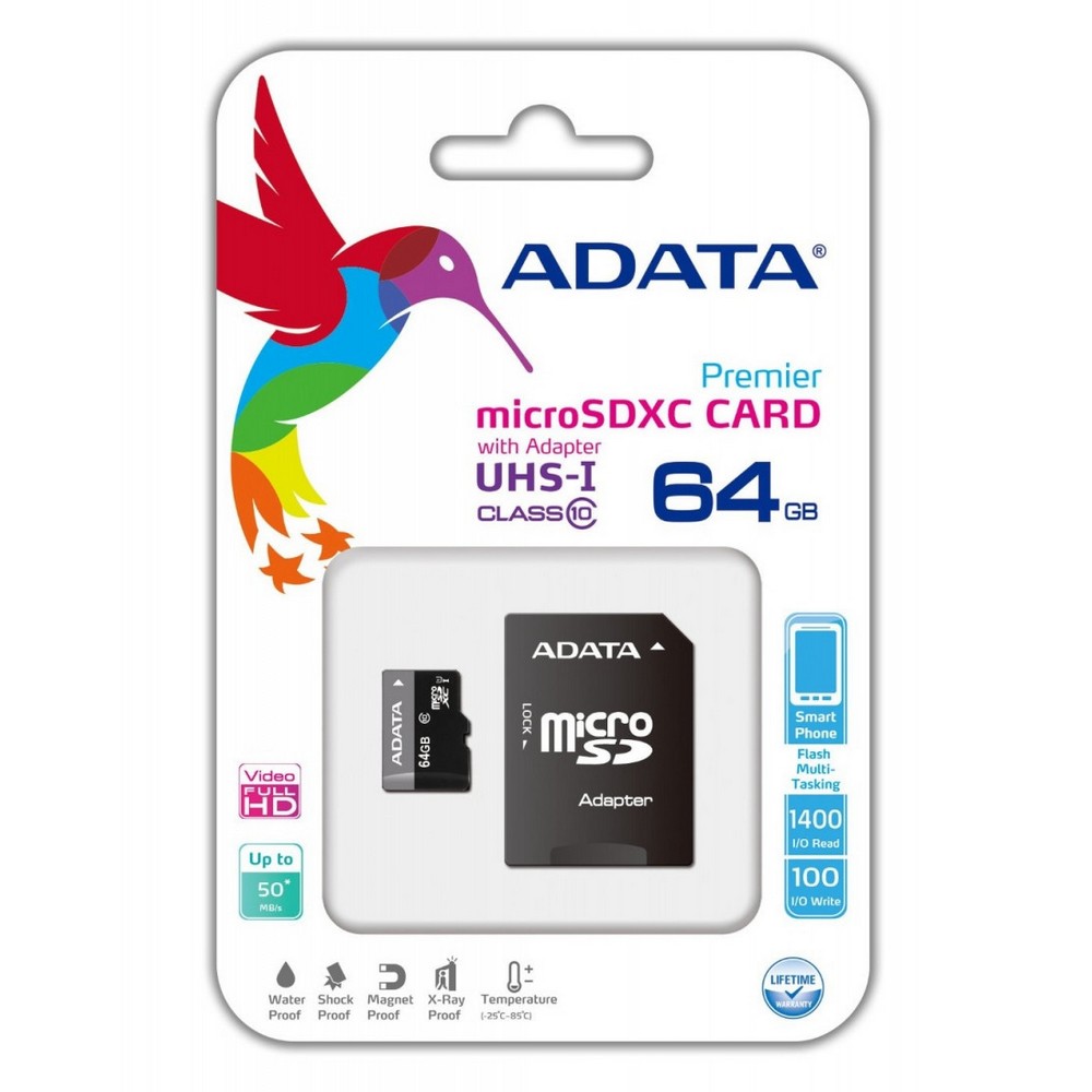 A-DATA MICRO SDXC KARTA 64GB CLASS10+ADAPTER
