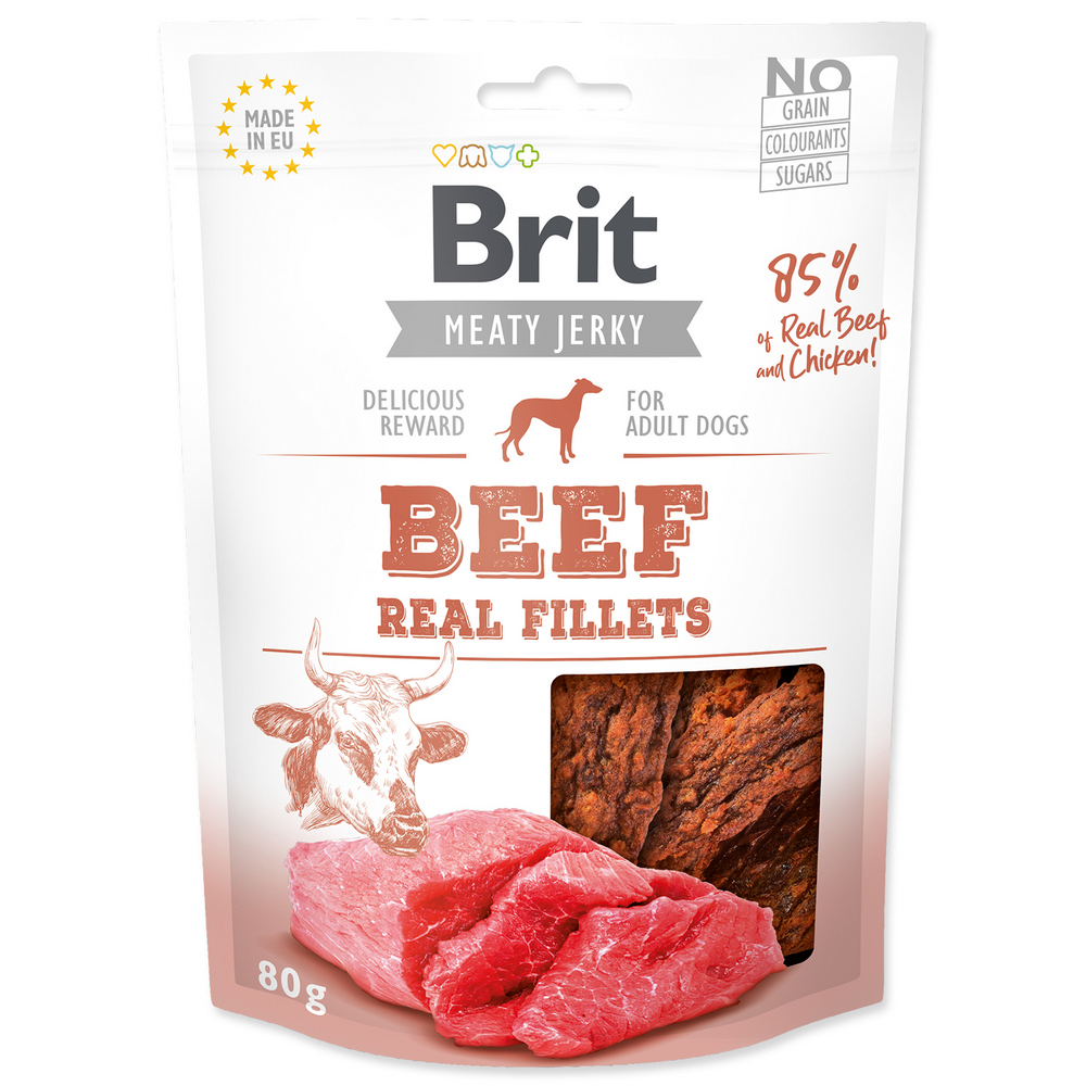 BRIT SNACK JERKY BEEF AND CHICKEN FILLETS 80G (294-111747)