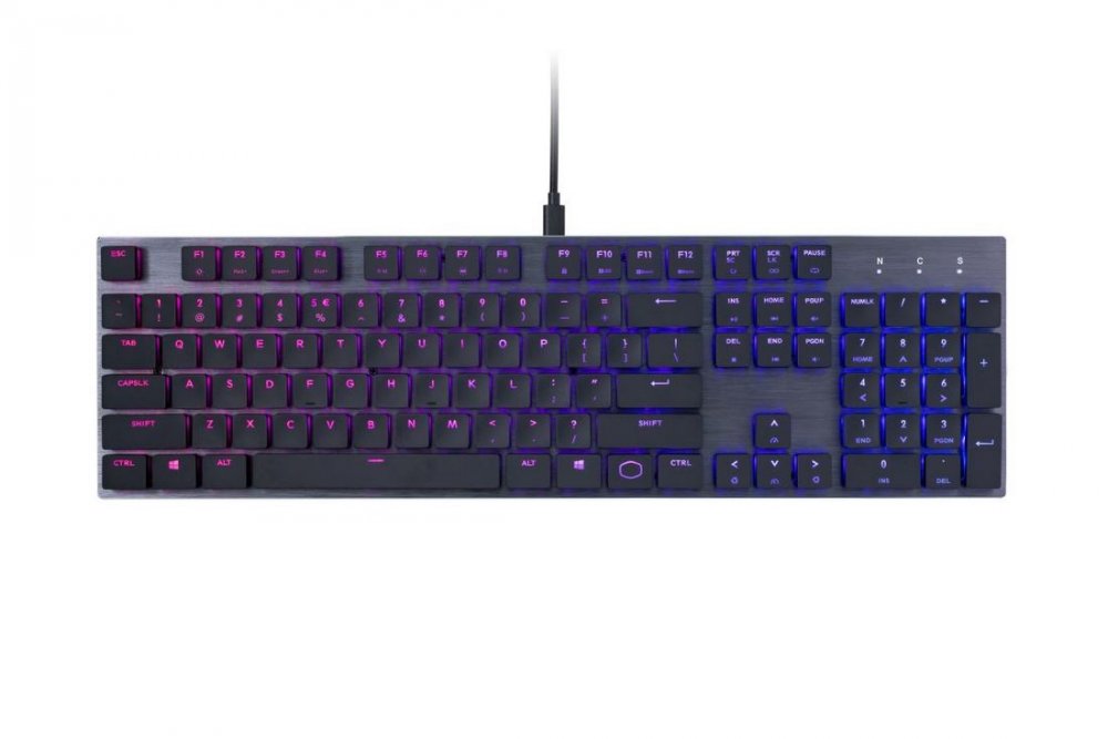 COOLER MASTER SK650, HERNA KLAVESNICA, RED SWITCH, RGB LED, US LAYOUT, CIERNA