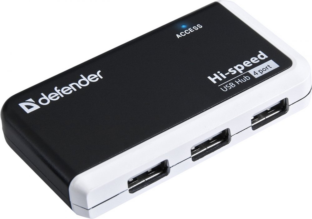 DEFENDER USB (2.0) HUB 4-PORT, QUADRO INFIX, CIERNO-SIVA, LED INDIKATOR