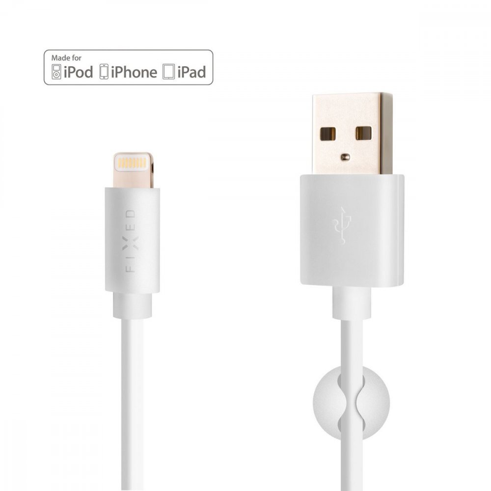 FIXED Dátový a nabíjací kábel USB/Lightning MFI, 12 W, 2 m, biely FIXD-UL2M-WH