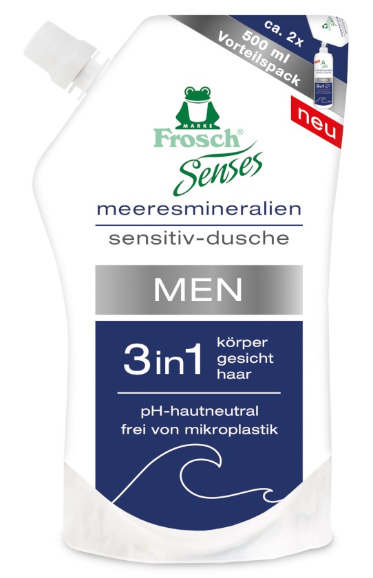 Frosch Senses Men sprchový gel 3v1 náhradná náplň 500 ml