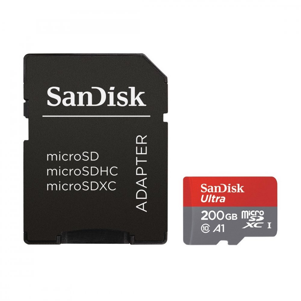 SANDISK ULTRA MICROSDXC 200 GB 100 MB/S A1 CLASS 10 UHS-I, ANDROID, ADAPTER NAHRADA SDSQUAR-200G-GN6