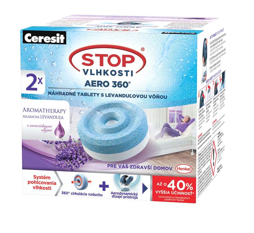 Ceresit Stop vlhkosti Aero 360° náhradné tablety 2 x 450g Levanduľa