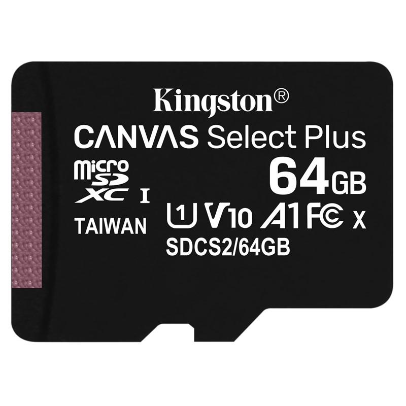 Kingston Canvas SeIect Plus Micro SDXC 64GB, UHS-I A1, Class 10 - rýchlosť 100 MB/s