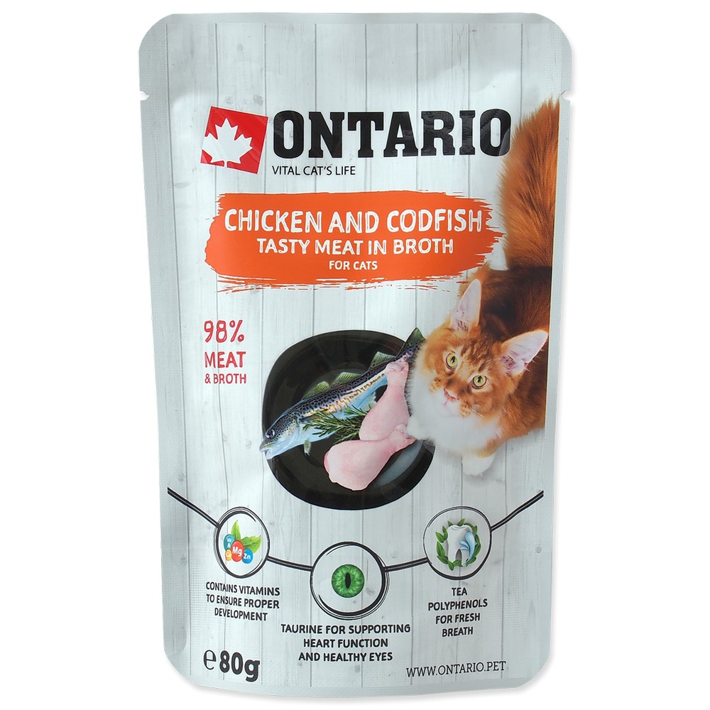 ONTARIO CAT KAPSICKA CHICKEN & CODFISH IN BROTH 80G