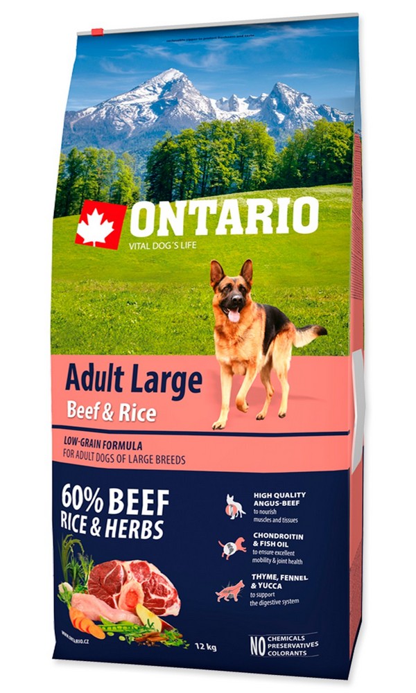 ONTARIO DOG ADULT LARGE BEEF & RICE (12KG)