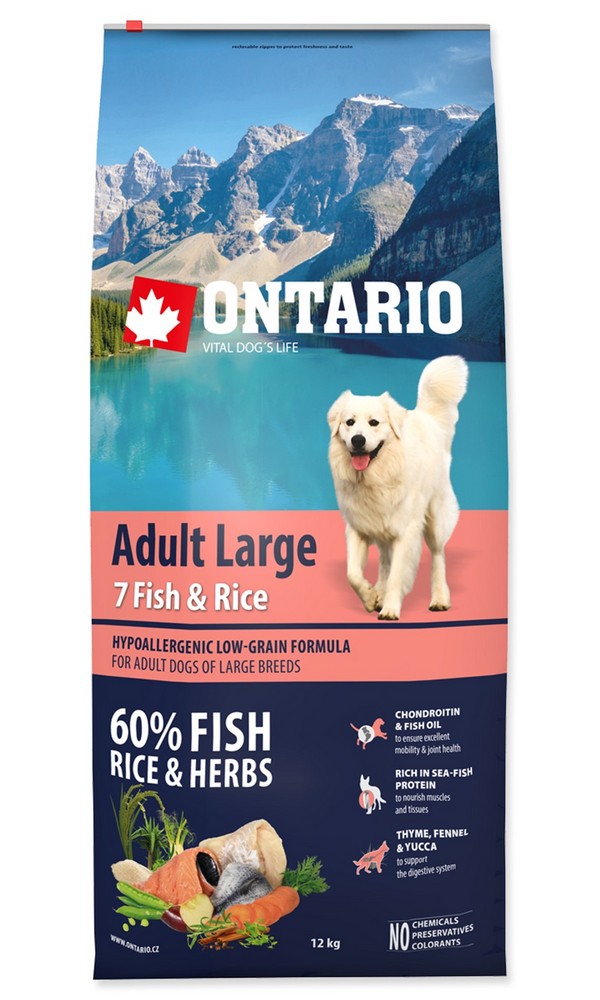 ONTARIO DOG ADULT LARGE FISH & RICE (12KG)