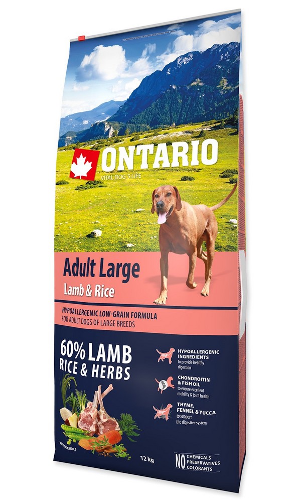 ONTARIO DOG ADULT LARGE LAMB AND RICE AND TURKEY (12KG)