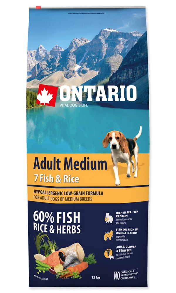 ONTARIO DOG ADULT MEDIUM FISH & RICE (12KG)