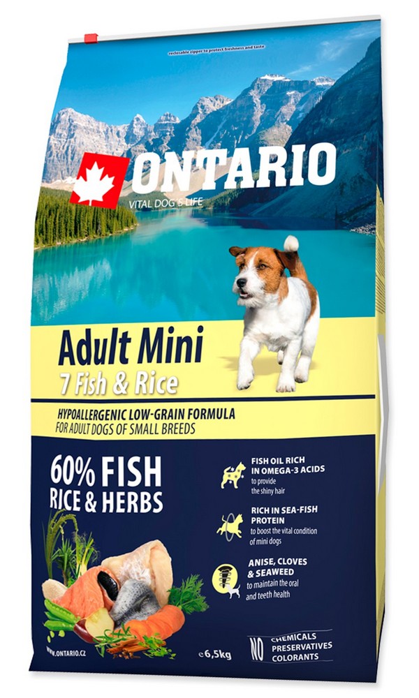 ONTARIO DOG ADULT MINI FISH AND RICE (6,5KG)