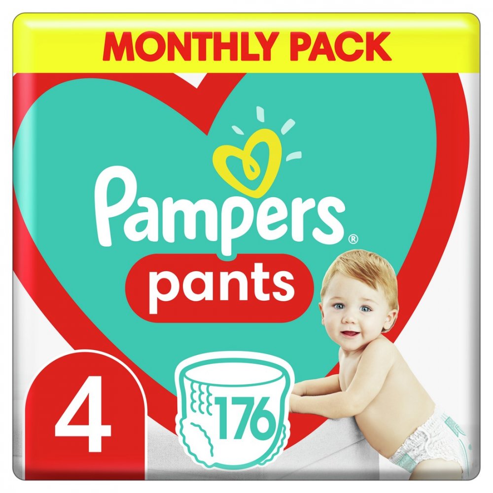 PAMPERS Pants 4 Active Baby-Dry 9-15 kg 2x176 ks