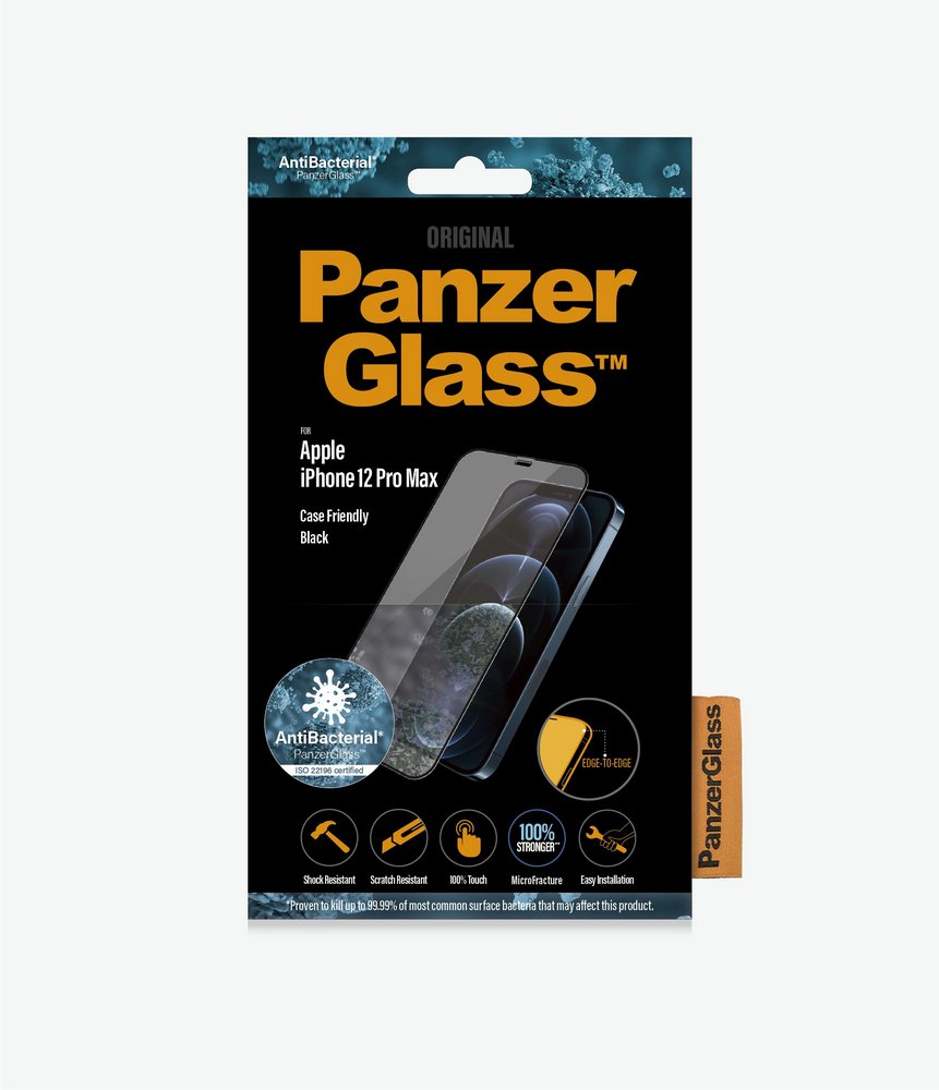 PANZERGLASS PRE IPHONE 12 PRO MAX, TVRDENE SKLO CASE FRIENDLY AB CIERNA 2712