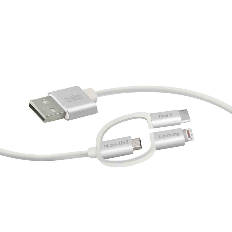 SBS KABEL USB/MICRO USB ADAPTER MFI LIGHTNING/USB C 1.2 M BIELA TECABLEUSBIP531W