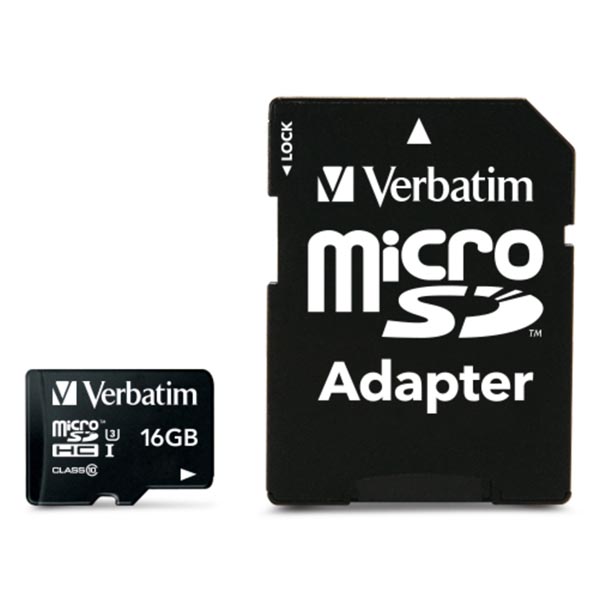 VERBATIM PRO U3 MICRO SDHC 16 GB CLASS 10 + SD ADAPTER, 47040