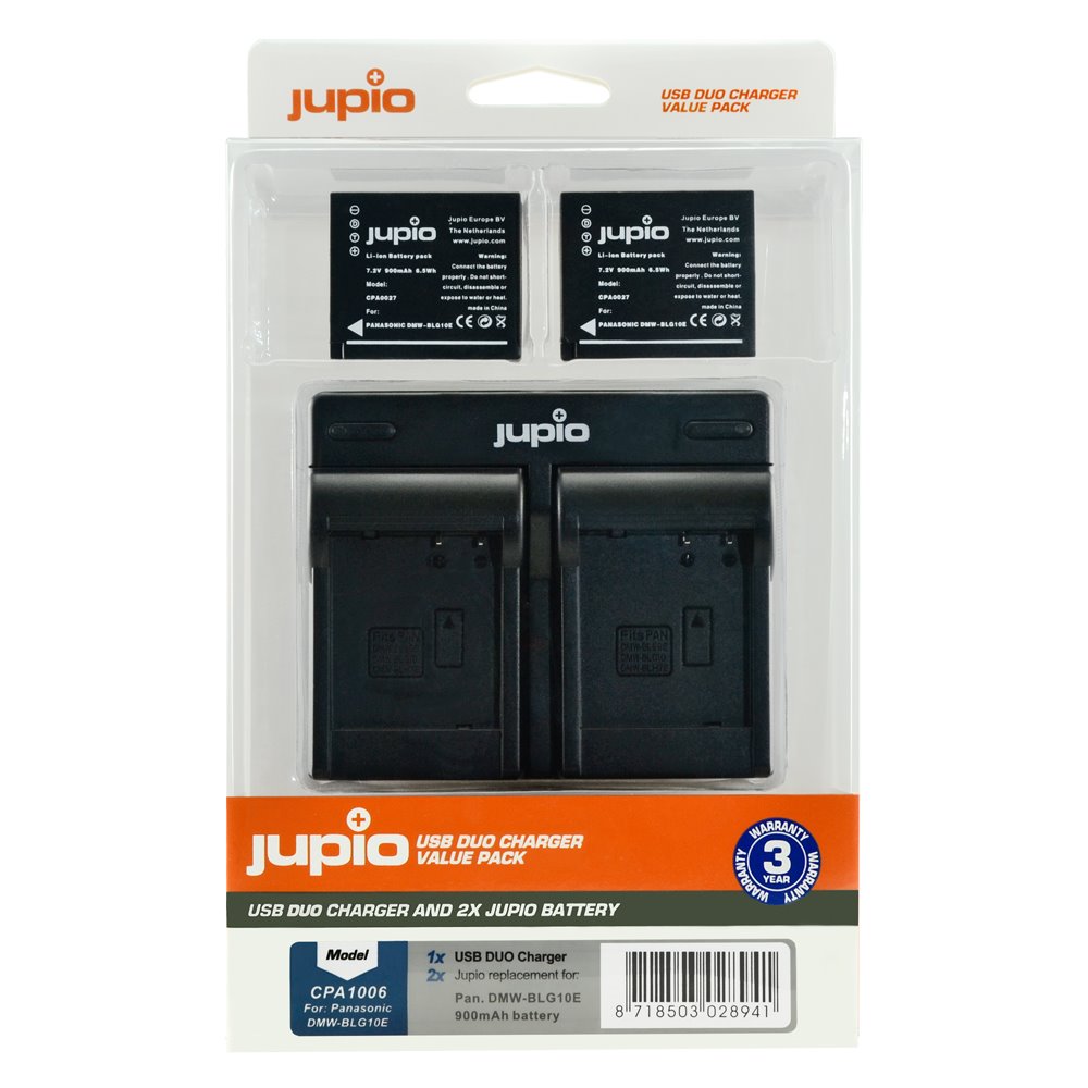 Set Jupio 2x DMW-BLG10 - 900 mAh + USB duálna nabíjačka
