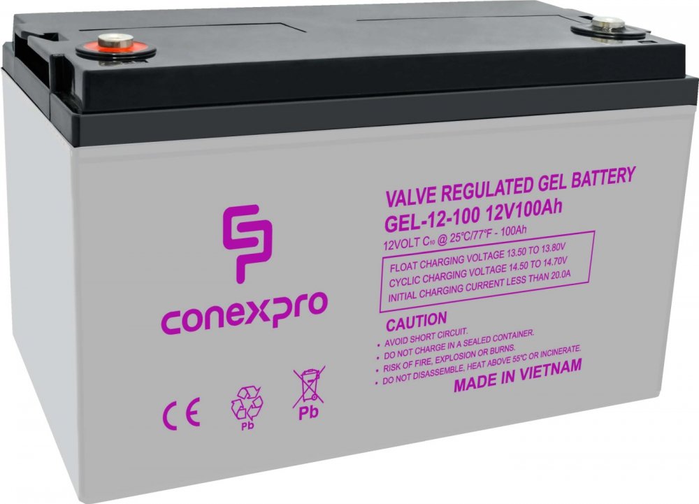 Batéria Conexpro GEL-12-100 GEL, 12V/100Ah, T16-M8, Deep Cycle