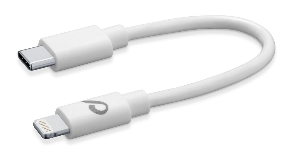 USB-C datový kabel CellularLine s konektorem Lightning, 15 cm, bílý