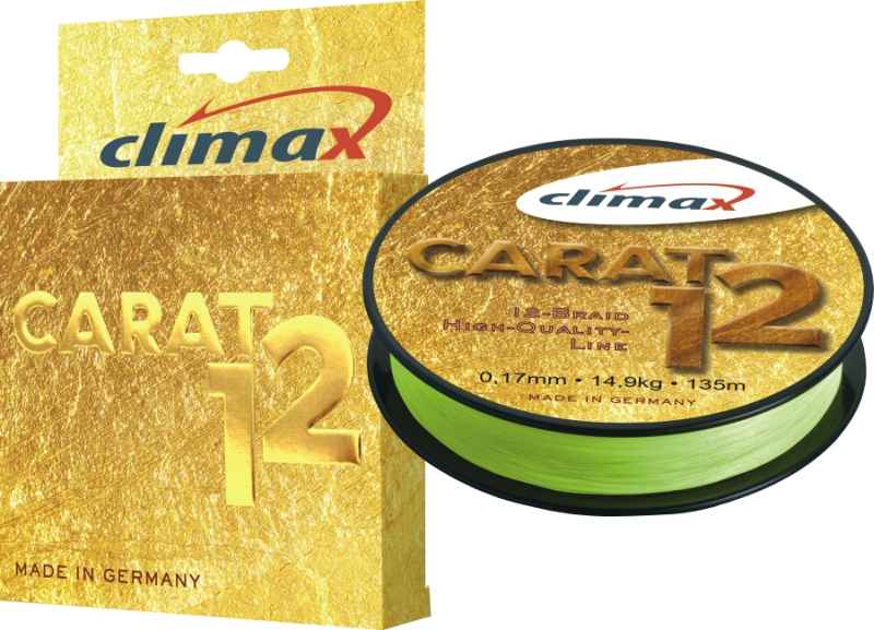 Pletená šnúra CLIMAX Carat 12 fluo žltá 135m 135m 0,13mm / 9,5kg