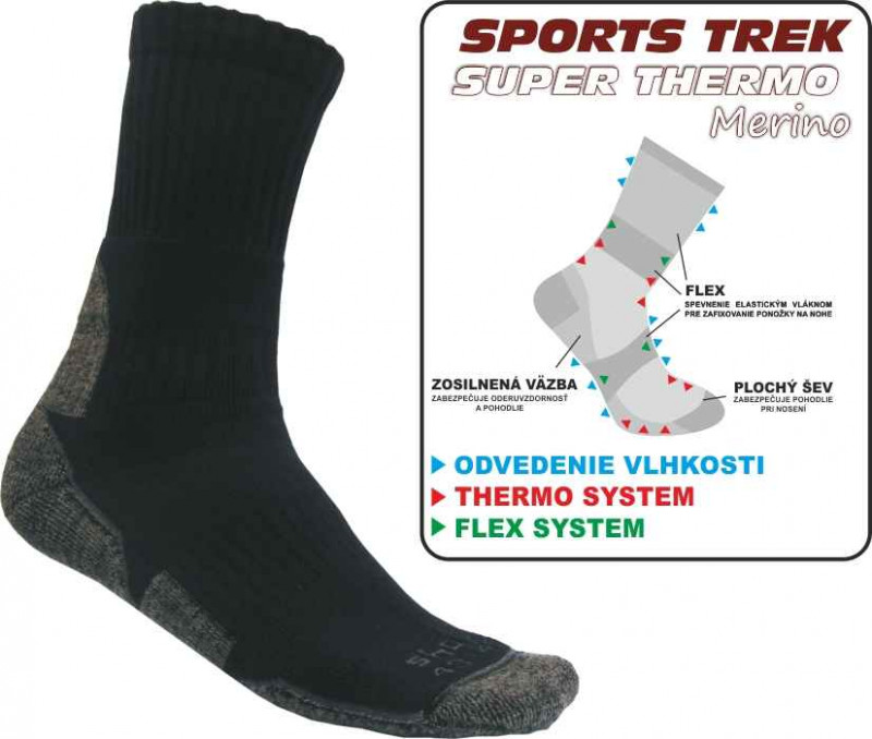Rybárske Ponožky SPORTSTREK SUPER THERMO Merino veľkosť 41-43