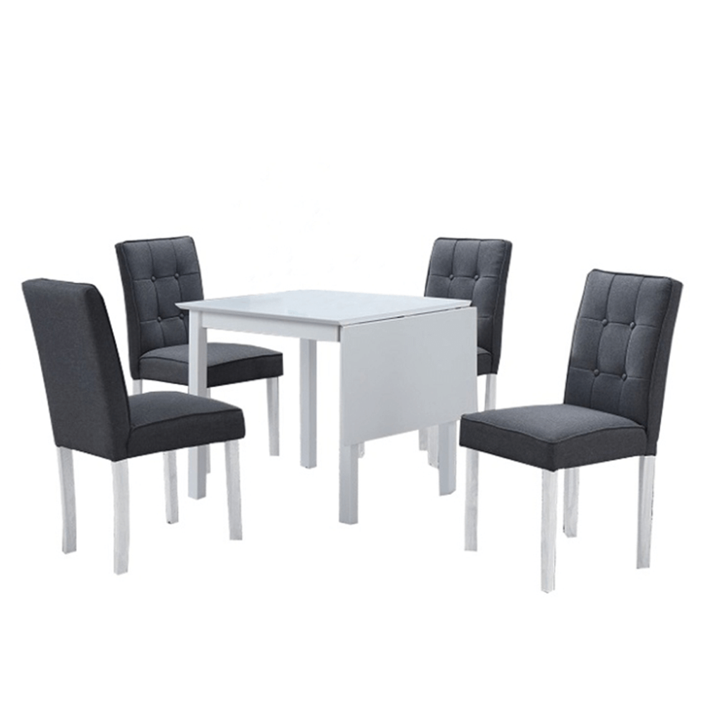KONDELA Jedálenský set s rozkladacím stolom, biela/sivá, BJORK NEW 1+4